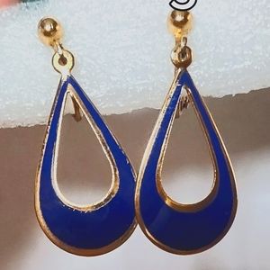Vintage Indigo Enamel Clip-on Earrings